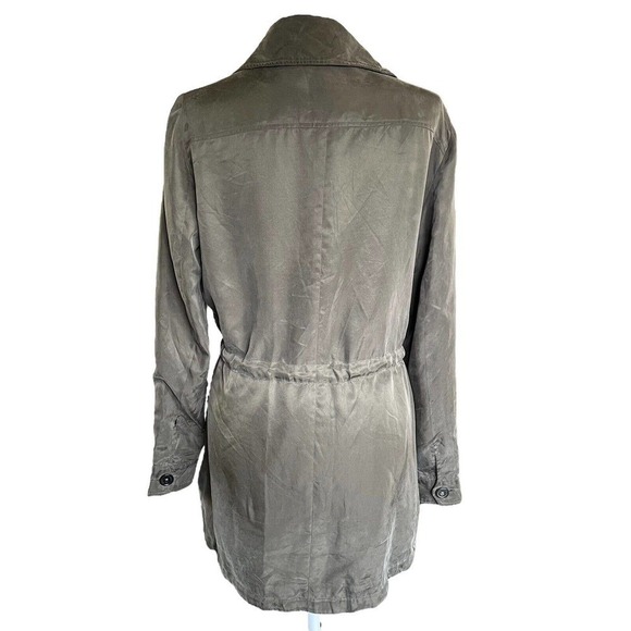 Ella Moss Army Green Utility Coat Cupro Outer Shell Size Small EUC - Picture 3 of 9